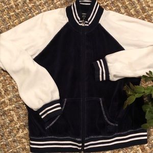 OLEG CASSINI velour jacket size M navy/white